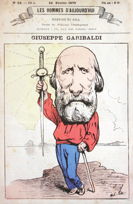 Caricatura di Giuseppe Garibaldi.  Tratta da Les Hommes dAujourdhui - febbraio 1879