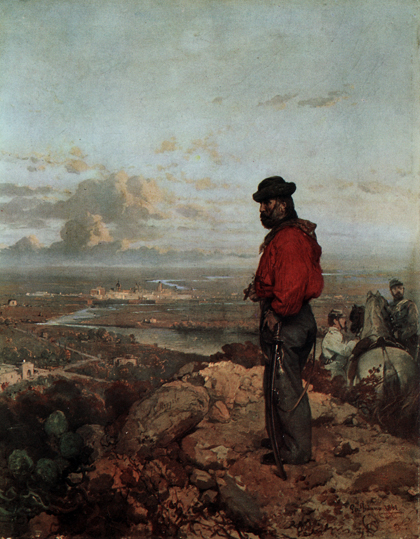 Garibaldi dinanzi a Capua. Induno partecip alla spedizione dei Mille come pittore ufficiale 
