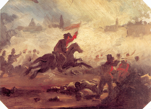 Garibaldi sul Gianicolo difende la Repubblica romana