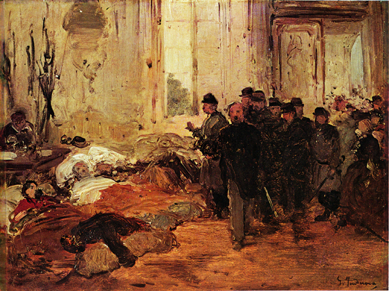 Garibaldi visita a Varese l'ambulanza a villa Litta. Si tratta di un episodio occorso durante la battaglia che si combatt a Varese il 26 maggio 1859 - 1860