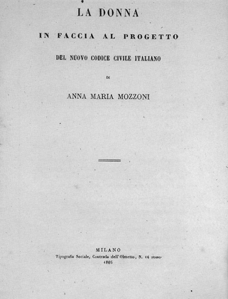 La donna in faccia al progetto del nuovo codice civile italiano - Frontespizio dell'opera - 1865