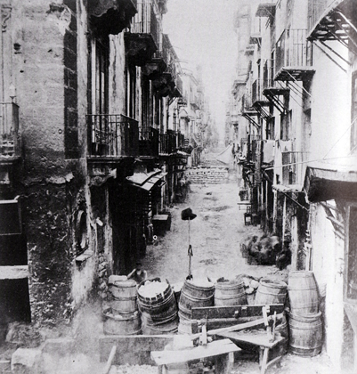 L'impresa dei Mille: Palermo. Il cappello del direttore della Polizia innalzato su una barricata presso Porta di Castro - primi di giugno 1860