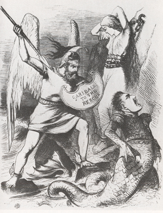 Garibaldi the liberator: or, the modern Perseus  Illustrazione tratta dal Punch - giugno 1860