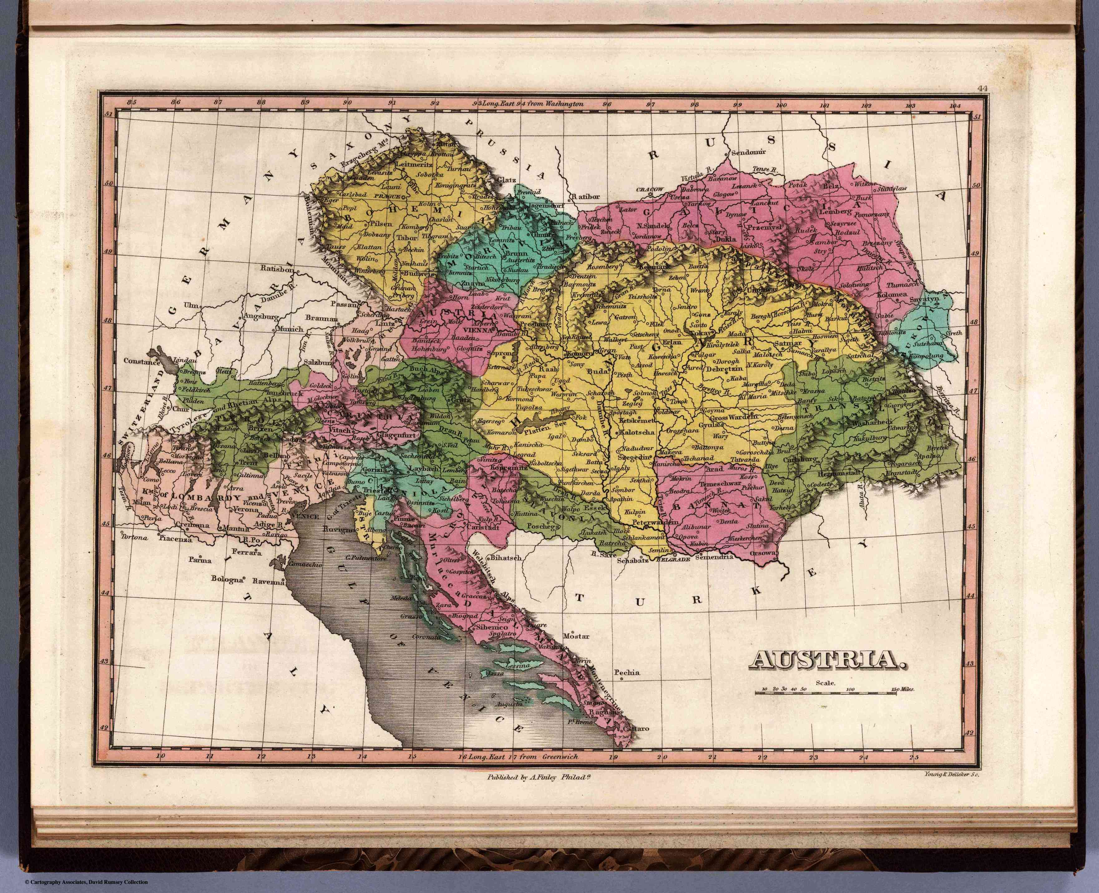 L'austria negli anni '20. A New General Atlas Comprising a Complete Set of Maps, representing the Grand Divisions Of The Globe with the several Empires, Kingdoms, and States in the World. Published by Anthony Finley 1824  