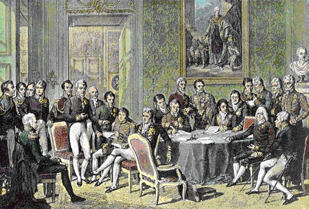 Il Congresso di Vienna. Seduta dei plenipotenziari delle otto potenze firmatarie del trattato di Parigi - 1819 